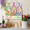 Easter Welcome Door Sign Decorations Wooden Gnome Bunny Wreath Door Hanger Pastel Spring Easter Decorations for Home Wall Front Porch Outdoor